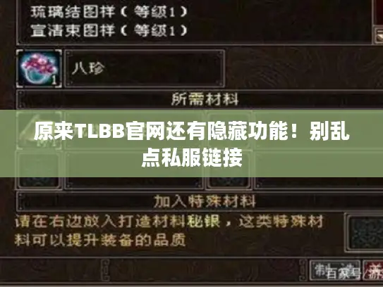 原来TLBB官网还有隐藏功能!别乱点私服链接 原来TLBB官网还有隐藏功能!别乱点私服链接