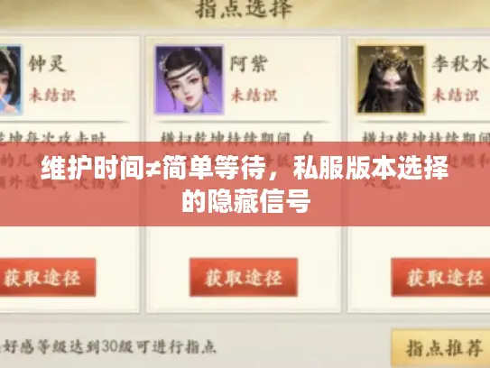 维护时间≠简单等待,私服版本选择的隐藏信号 维护时间≠简单等待,私服版本选择的隐藏信号