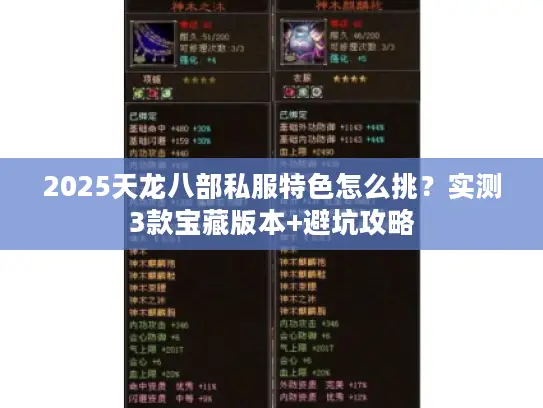 2025天龙八部私服特色怎么挑？实测3款宝藏版本+避坑攻略