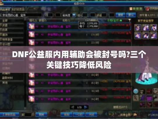 DNF公益服内用辅助会被封号吗?三个关键技巧降低风险 DNF公益服内用辅助会被封号吗?三个关键技巧降低风险