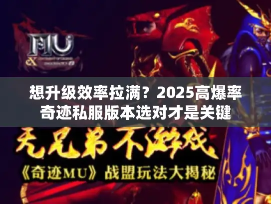 想升级效率拉满？2025高爆率奇迹私服版本选对才是关键