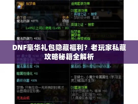 DNF豪华礼包隐藏福利？老玩家私藏攻略秘籍全解析
