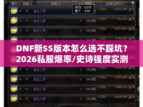 DNF新SS版本怎么选不踩坑？2026私服爆率/史诗强度实测+攻略