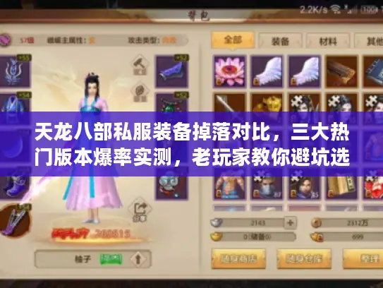 天龙八部私服装备掉落对比，三大热门版本爆率实测，老玩家教你避坑选对服