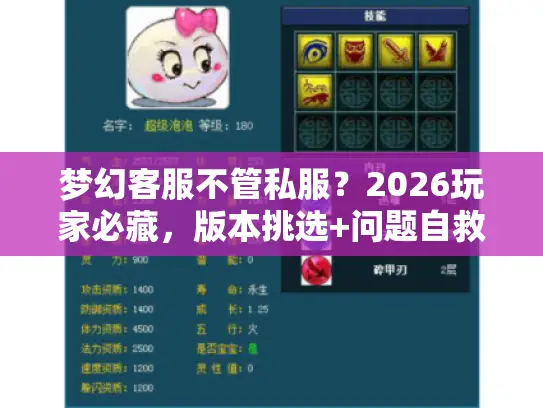 梦幻客服不管私服？2026玩家必藏，版本挑选+问题自救独家手册