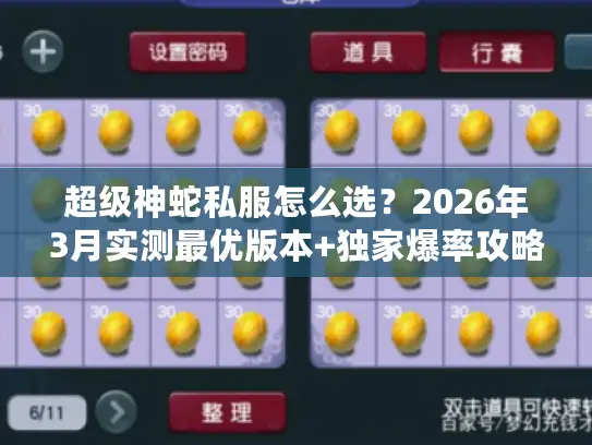 超级神蛇私服怎么选？2026年3月实测最优版本+独家爆率攻略