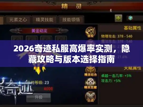 2026奇迹私服高爆率实测，隐藏攻略与版本选择指南
