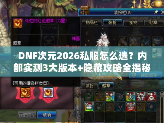 DNF次元2026私服怎么选？内部实测3大版本+隐藏攻略全揭秘