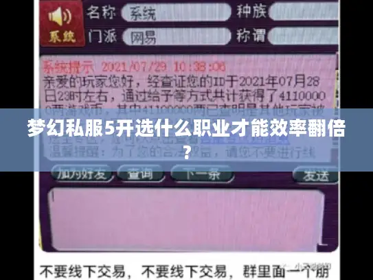 梦幻私服5开选什么职业才能效率翻倍?