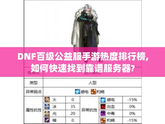 DNF百级公益服手游热度排行榜,如何快速找到靠谱服务器?