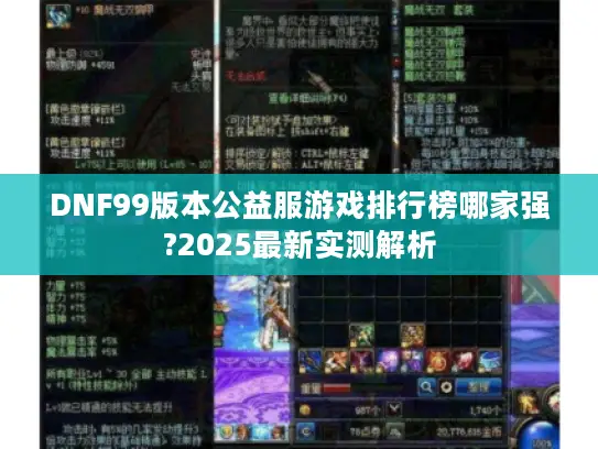 DNF99版本公益服游戏排行榜哪家强?2025最新实测解析