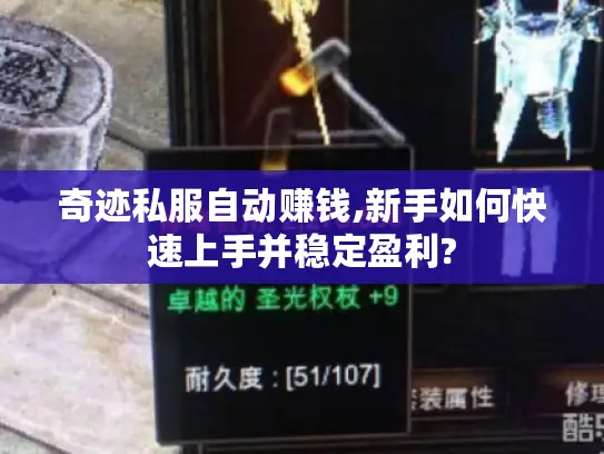 奇迹私服自动赚钱,新手如何快速上手并稳定盈利?