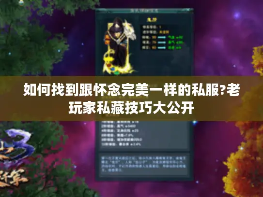 如何找到跟怀念完美一样的私服?老玩家私藏技巧大公开