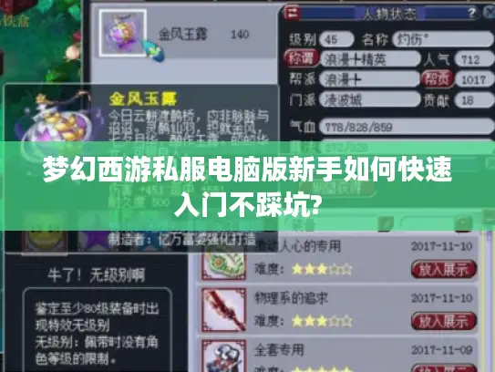 梦幻西游私服电脑版新手如何快速入门不踩坑?
