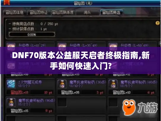 DNF70版本公益服天启者终极指南,新手如何快速入门?
