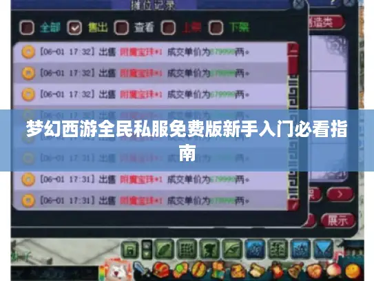 梦幻西游全民私服免费版新手入门必看指南