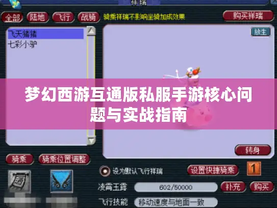 梦幻西游互通版私服手游核心问题与实战指南