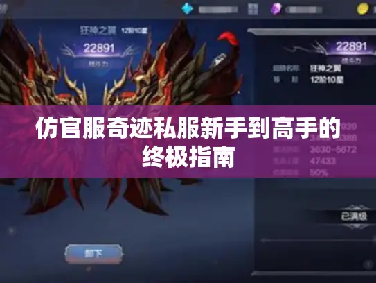 仿官服奇迹私服新手到高手的终极指南