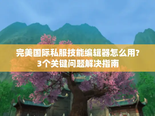 完美国际私服技能编辑器怎么用?3个关键问题解决指南