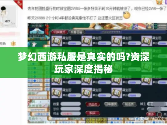 梦幻西游私服是真实的吗?资深玩家深度揭秘 梦幻西游私服是真实的吗?资深玩家深度揭秘