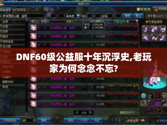 DNF60级公益服十年沉浮史,老玩家为何念念不忘? DNF60级公益服十年沉浮史,老玩家为何念念不忘?