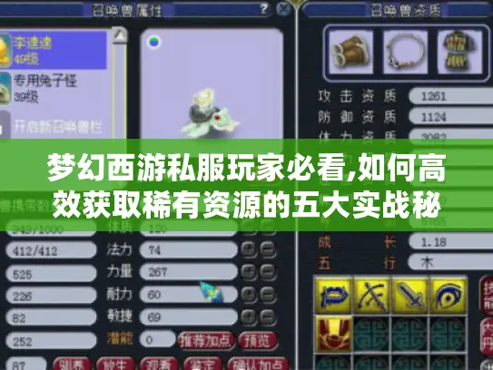 梦幻西游私服玩家必看,如何高效获取稀有资源的五大实战秘籍