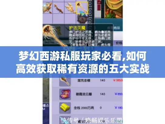 梦幻西游私服玩家必看,如何高效获取稀有资源的五大实战秘籍