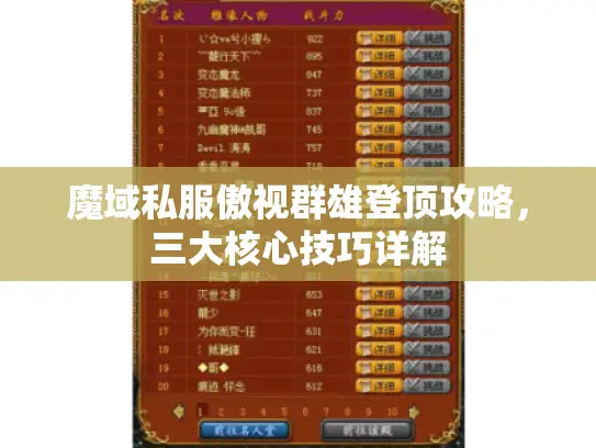 魔域私服傲视群雄登顶攻略，三大核心技巧详解