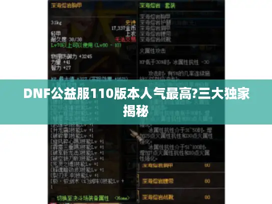 DNF公益服110版本人气最高?三大独家揭秘 DNF公益服110版本人气最高?三大独家揭秘