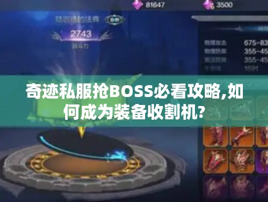 奇迹私服抢BOSS必看攻略,如何成为装备收割机?