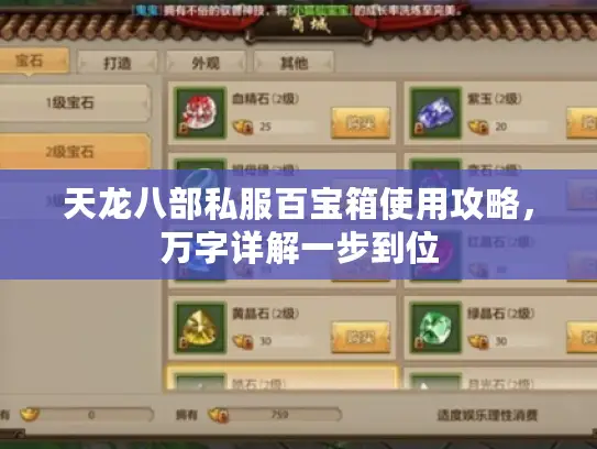 天龙八部私服百宝箱使用攻略，万字详解一步到位