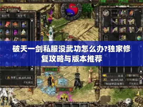 破天一剑私服没武功怎么办?独家修复攻略与版本推荐