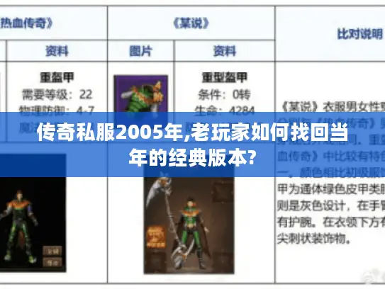 传奇私服2005年,老玩家如何找回当年的经典版本?
