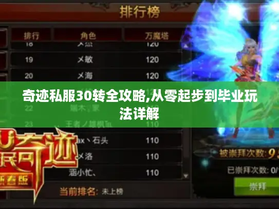 奇迹私服30转全攻略,从零起步到毕业玩法详解