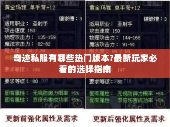 奇迹私服有哪些热门版本?最新玩家必看的选择指南