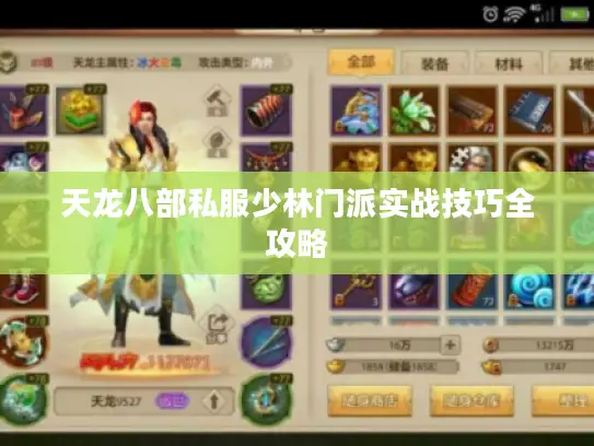 天龙八部私服少林门派实战技巧全攻略