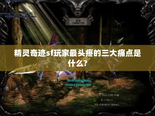 精灵奇迹sf玩家最头疼的三大痛点是什么?