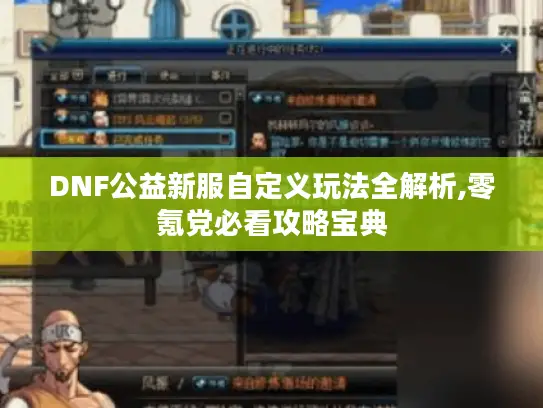 DNF公益新服自定义玩法全解析,零氪党必看攻略宝典