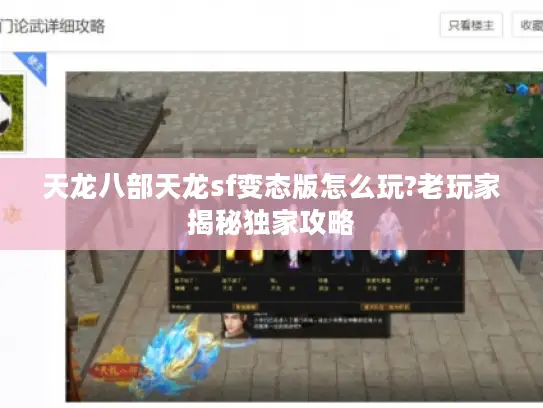 天龙八部天龙sf变态版怎么玩?老玩家揭秘独家攻略