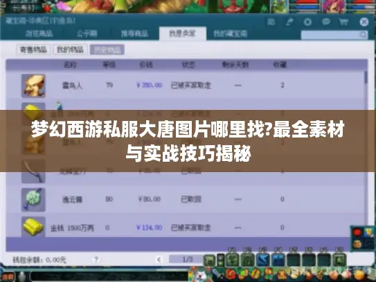 梦幻西游私服大唐图片哪里找?最全素材与实战技巧揭秘 梦幻西游私服大唐图片哪里找?最全素材与实战技巧揭秘