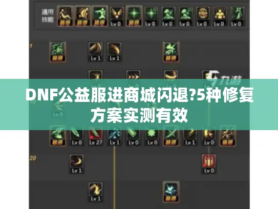 DNF公益服进商城闪退?5种修复方案实测有效