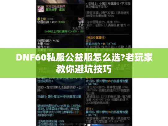 DNF60私服公益服怎么选?老玩家教你避坑技巧
