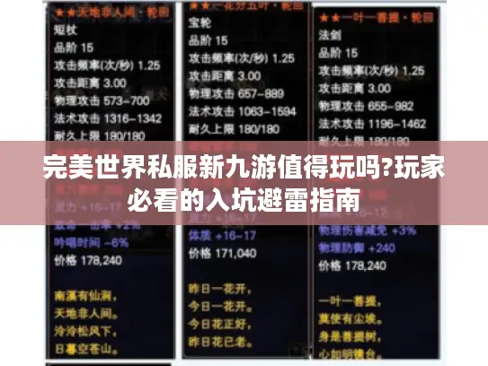 完美世界私服新九游值得玩吗?玩家必看的入坑避雷指南