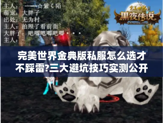 完美世界金典版私服怎么选才不踩雷?三大避坑技巧实测公开