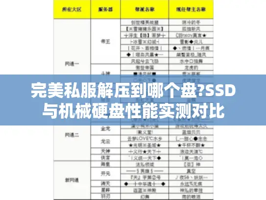 完美私服解压到哪个盘?SSD与机械硬盘性能实测对比