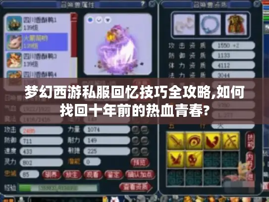 梦幻西游私服回忆技巧全攻略,如何找回十年前的热血青春? 梦幻西游私服回忆技巧全攻略,如何找回十年前的热血青春?