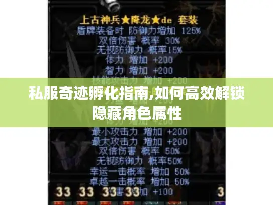 私服奇迹孵化指南,如何高效解锁隐藏角色属性