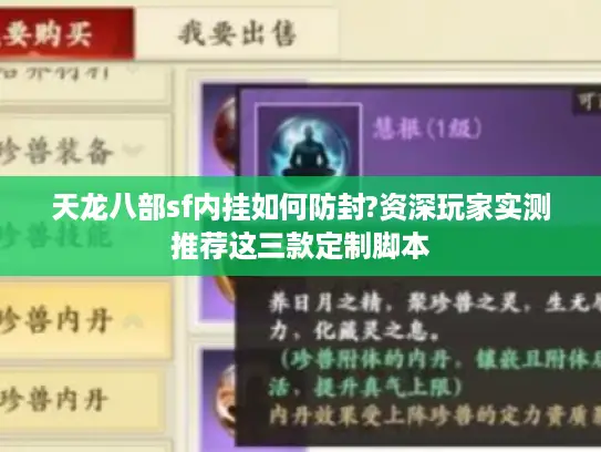 天龙八部sf内挂如何防封?资深玩家实测推荐这三款定制脚本