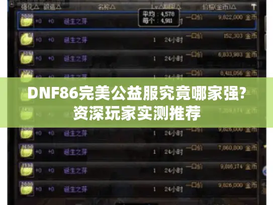 DNF86完美公益服究竟哪家强?资深玩家实测推荐 DNF86完美公益服究竟哪家强?资深玩家实测推荐