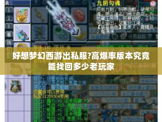 好想梦幻西游出私服?高爆率版本究竟能找回多少老玩家